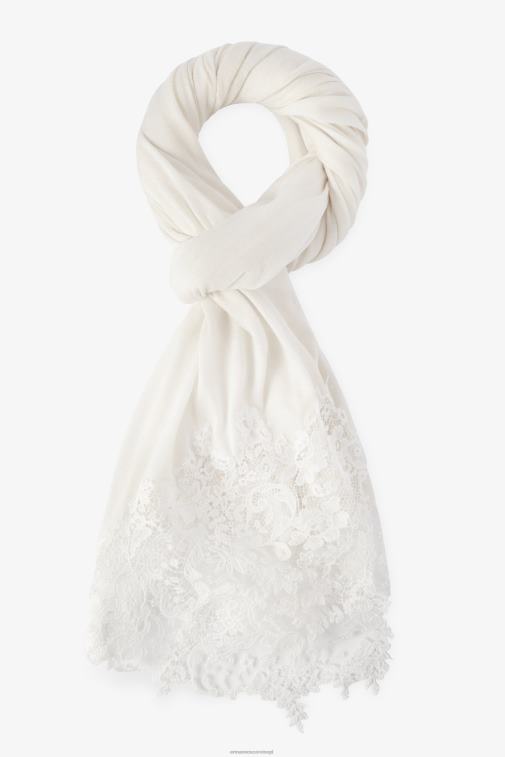 kobiety Ermanno Scervino biały ozdobiona koronką pashmina LN28V207