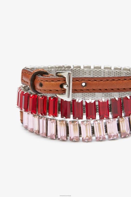 kobiety Ermanno Scervino czerwony wielorzędowa kryształowa bransoletka LN28V188