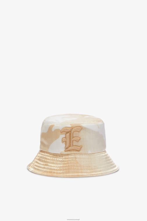 kobiety Ermanno Scervino beżowy kapelusz typu Bucket w kamuflażu LN28V206