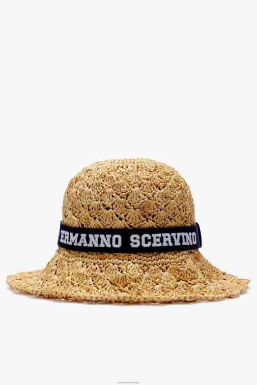 kobiety Ermanno Scervino beżowy kapelusz z rafii LN28V204