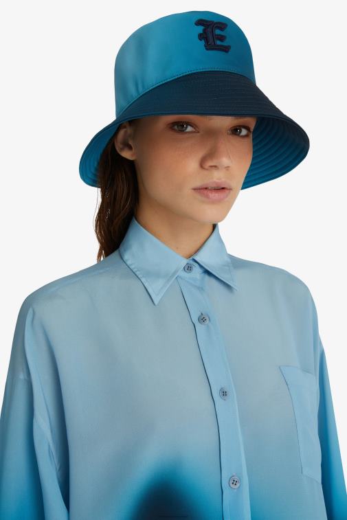 kobiety Ermanno Scervino niebieski dopracowany kapelusz typu Bucket LN28V202