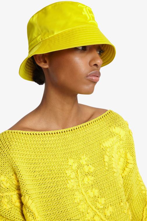 kobiety Ermanno Scervino żółty satynowy kapelusz typu Bucket LN28V200