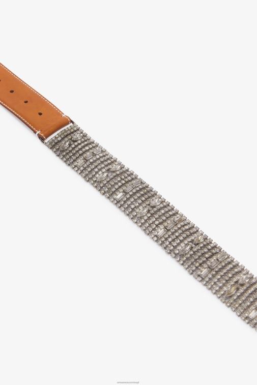 kobiety Ermanno Scervino brązowy szeroki skórzany pasek z kryształkami LN28V193