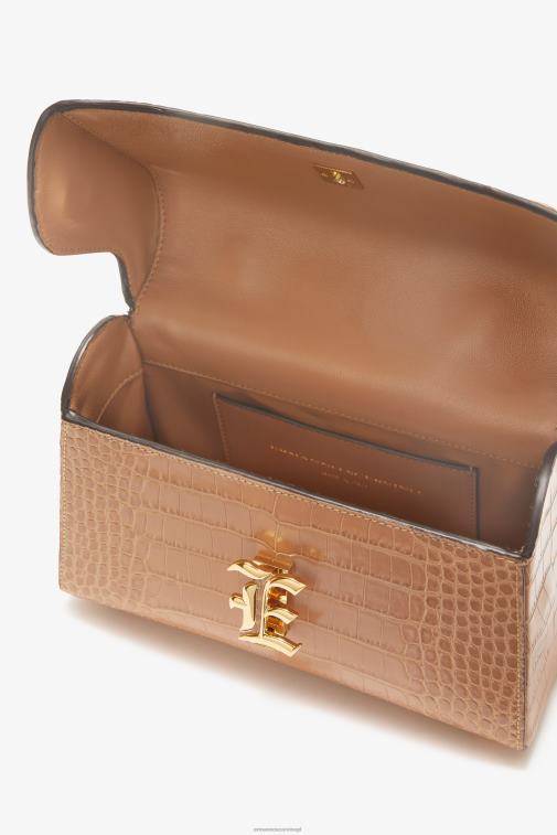 kobiety Ermanno Scervino beżowy Krokodyl torba do kręgli z logo LN28V155