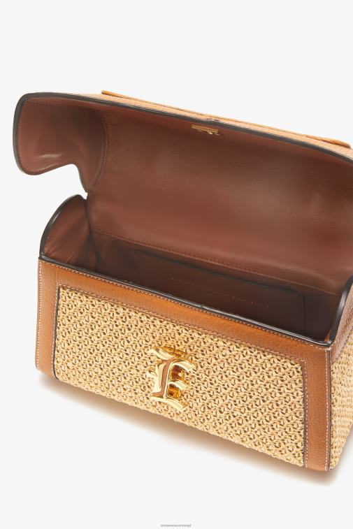 kobiety Ermanno Scervino beżowy Torba do gry w kręgle z rafii z logo LN28V142