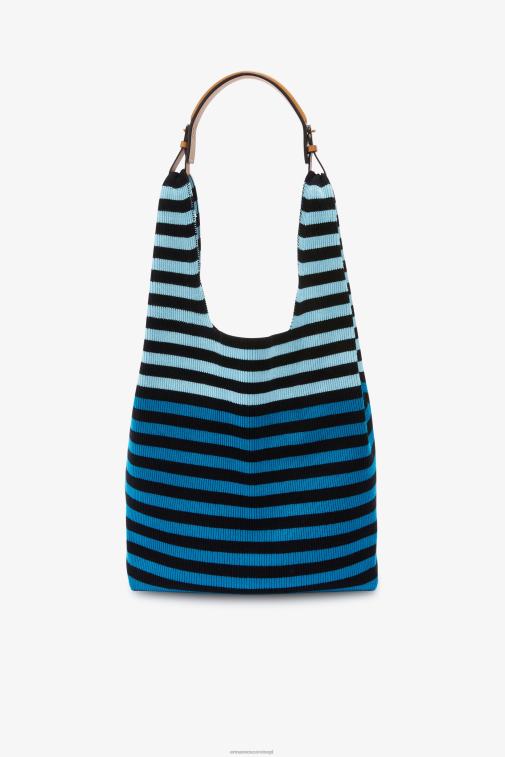 kobiety Ermanno Scervino niebieski torba hobo w paski LN28V137
