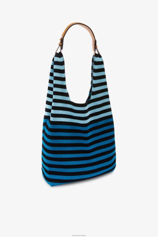 kobiety Ermanno Scervino niebieski torba hobo w paski LN28V137