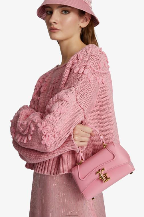 kobiety Ermanno Scervino róża mała skórzana torba do gry w kręgle z logo LN28V139