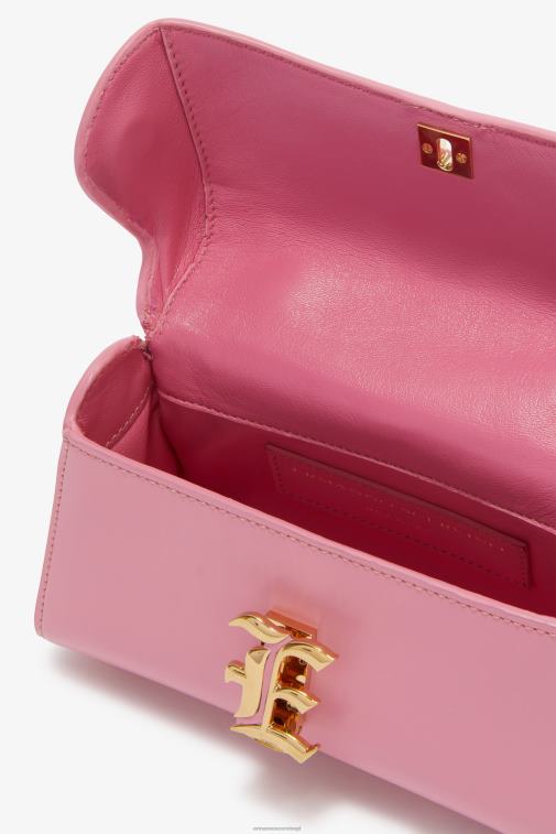 kobiety Ermanno Scervino róża mała skórzana torba do gry w kręgle z logo LN28V139