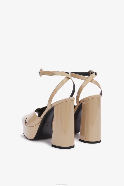 kobiety Ermanno Scervino beżowy sandały z lakierowanej skóry LN28V168