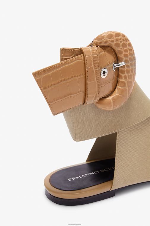 kobiety Ermanno Scervino beżowy zapinane na płaskie sandały LN28V167