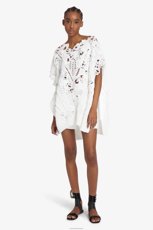 kobiety Ermanno Scervino Bianco oversize’owy sweter z koronkowymi detalami i wycięciami LN28V50