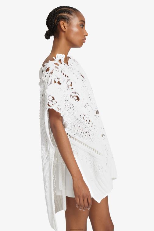 kobiety Ermanno Scervino Bianco oversize’owy sweter z koronkowymi detalami i wycięciami LN28V50