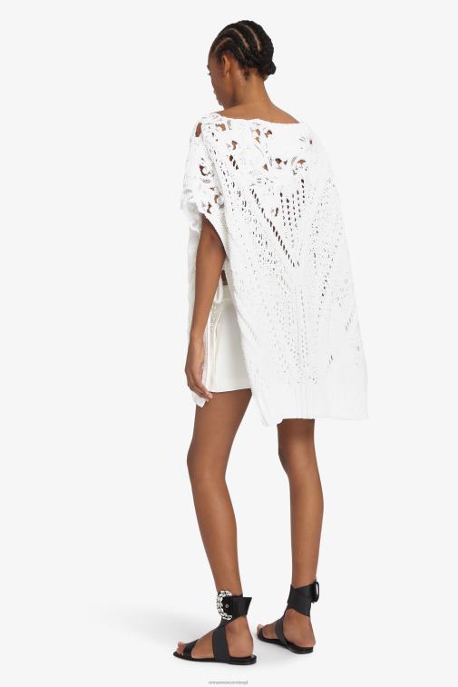 kobiety Ermanno Scervino Bianco oversize’owy sweter z koronkowymi detalami i wycięciami LN28V50
