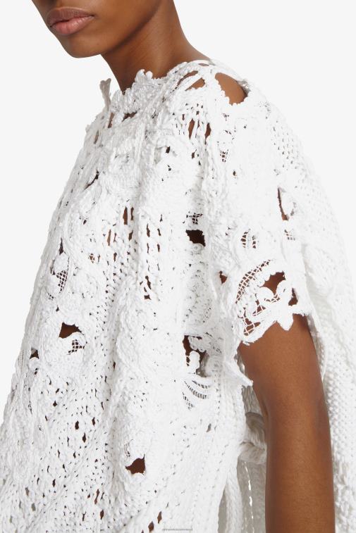 kobiety Ermanno Scervino Bianco oversize’owy sweter z koronkowymi detalami i wycięciami LN28V50