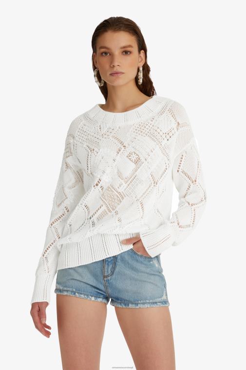 kobiety Ermanno Scervino biały oversize'owy sweterek o luźnym kroju LN28V53