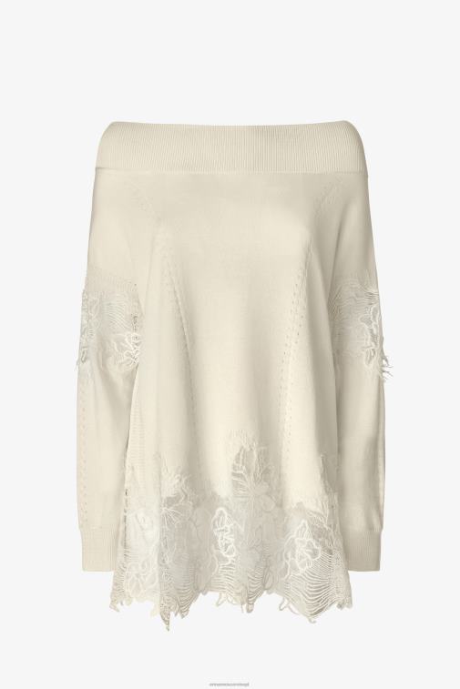 kobiety Ermanno Scervino biały zdobiony koronką sweter oversize LN28V62