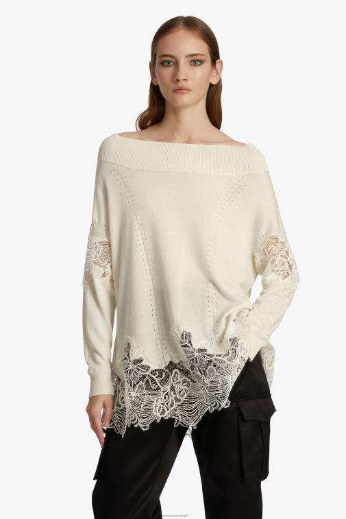 kobiety Ermanno Scervino biały zdobiony koronką sweter oversize LN28V62