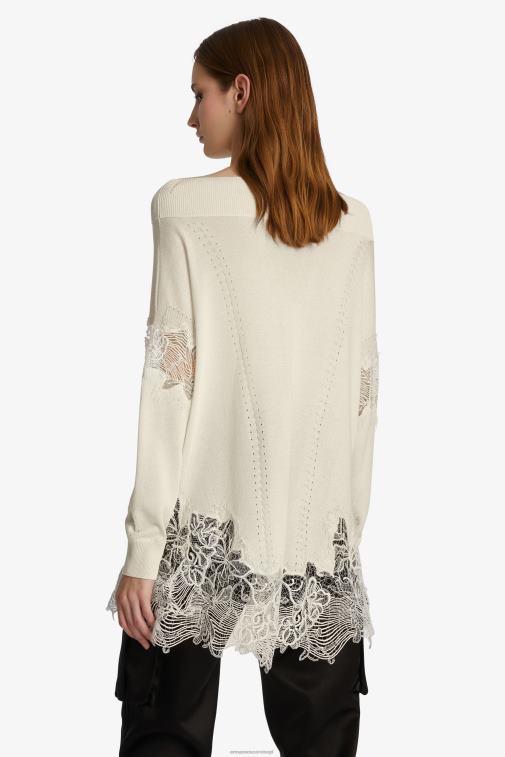 kobiety Ermanno Scervino biały zdobiony koronką sweter oversize LN28V62