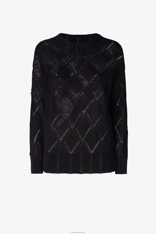 kobiety Ermanno Scervino czarny ażurowy, bawełniany sweterek LN28V55