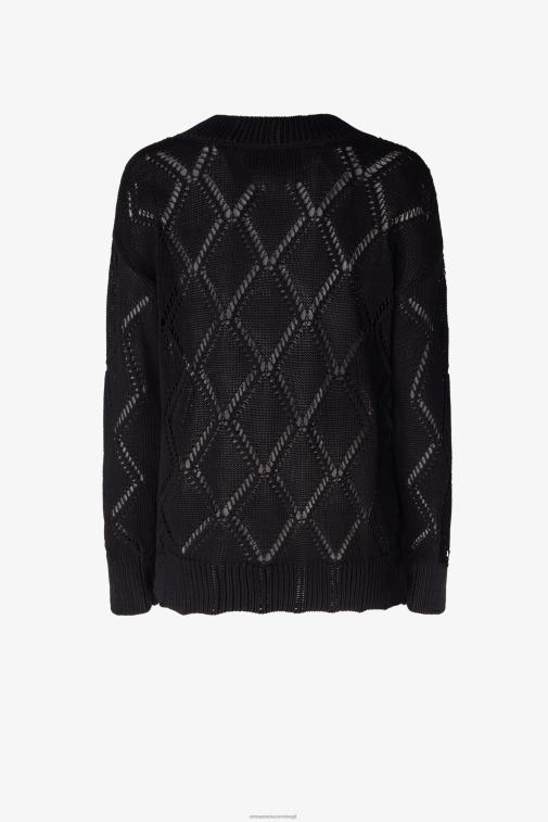kobiety Ermanno Scervino czarny ażurowy, bawełniany sweterek LN28V55