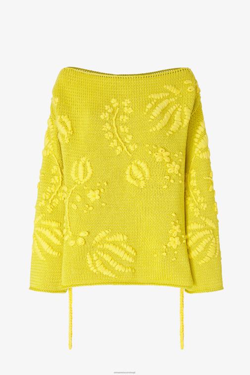 kobiety Ermanno Scervino żółty haftowany sweter oversize LN28V48
