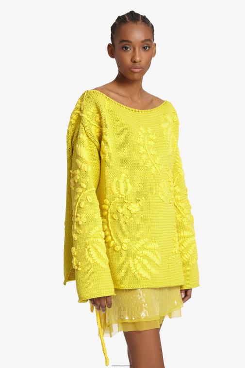 kobiety Ermanno Scervino żółty haftowany sweter oversize LN28V48