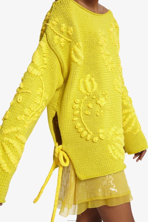 kobiety Ermanno Scervino żółty haftowany sweter oversize LN28V48