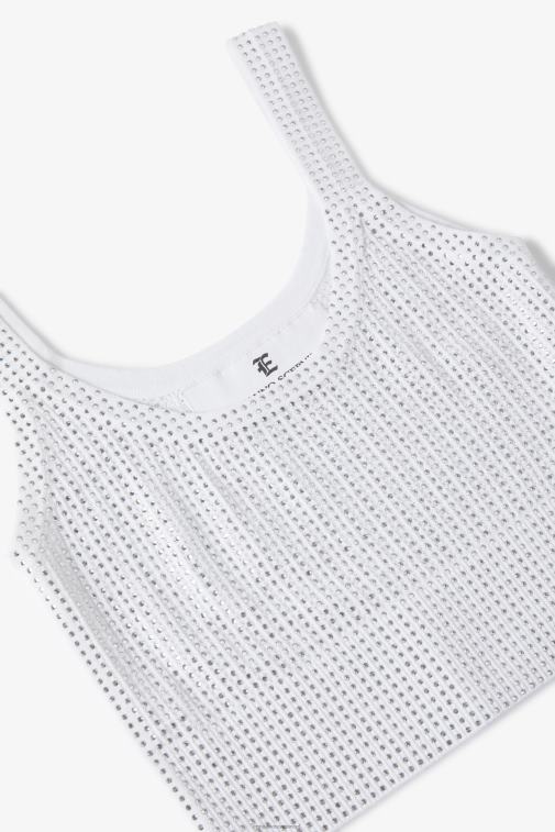 kobiety Ermanno Scervino biały Krótki top ozdobiony kryształkami LN28V68