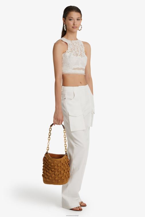 kobiety Ermanno Scervino biały koronkowy, krótki top LN28V95
