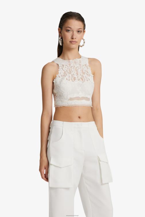 kobiety Ermanno Scervino biały koronkowy, krótki top LN28V95