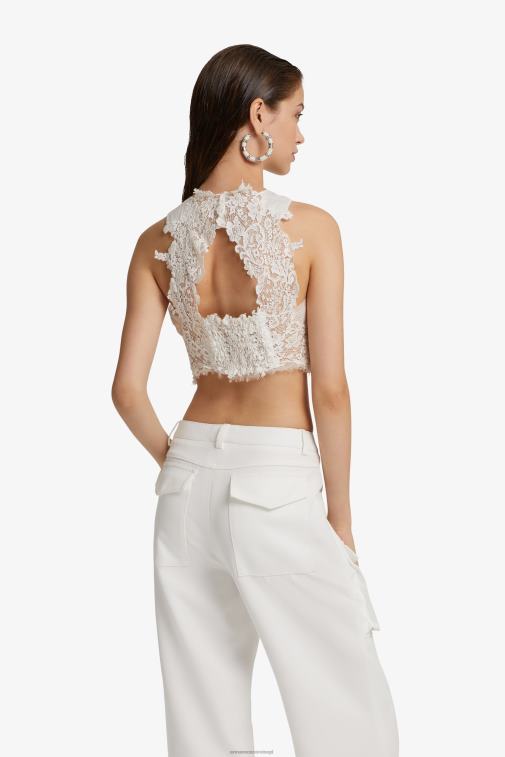 kobiety Ermanno Scervino biały koronkowy, krótki top LN28V95