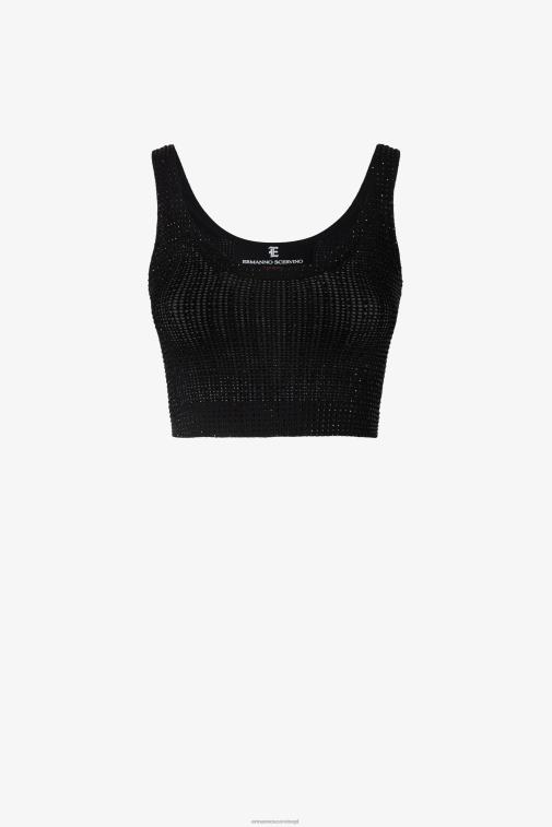 kobiety Ermanno Scervino czarny Krótki top z mikrokryształów LN28V69