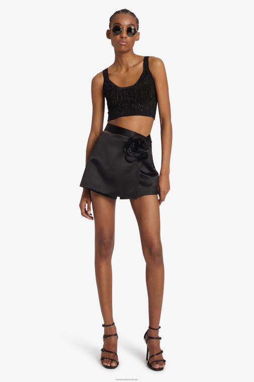 kobiety Ermanno Scervino czarny Krótki top z mikrokryształów LN28V69