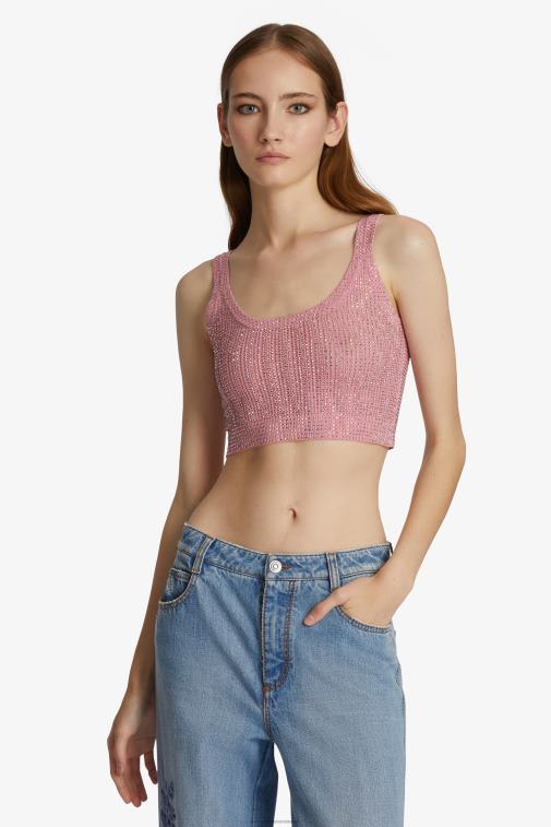 kobiety Ermanno Scervino różowy Krótki top ozdobiony kryształkami LN28V70