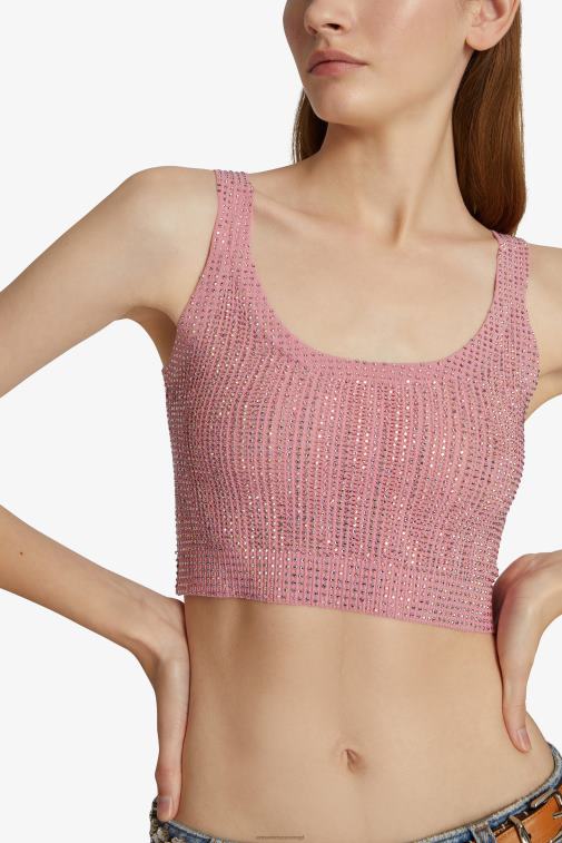 kobiety Ermanno Scervino różowy Krótki top ozdobiony kryształkami LN28V70