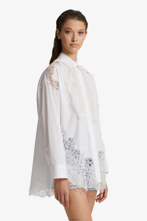 kobiety Ermanno Scervino biały Koszula oversize ozdobiona koronką LN28V86
