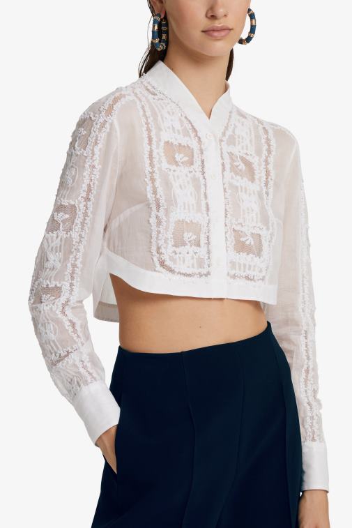 kobiety Ermanno Scervino biały Krótka koszula z muślinu i koronki LN28V84