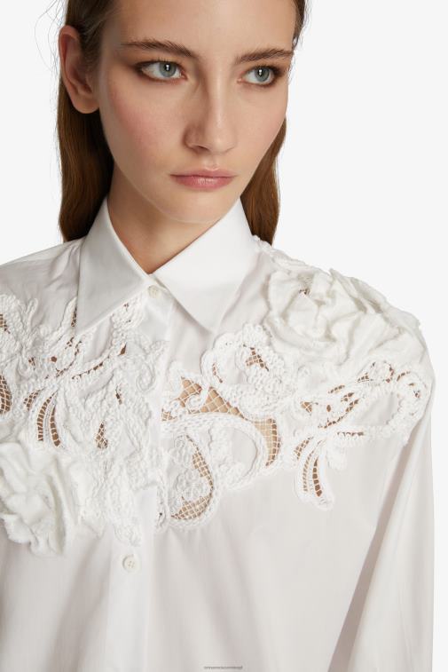kobiety Ermanno Scervino biały długa haftowana koszula LN28V80