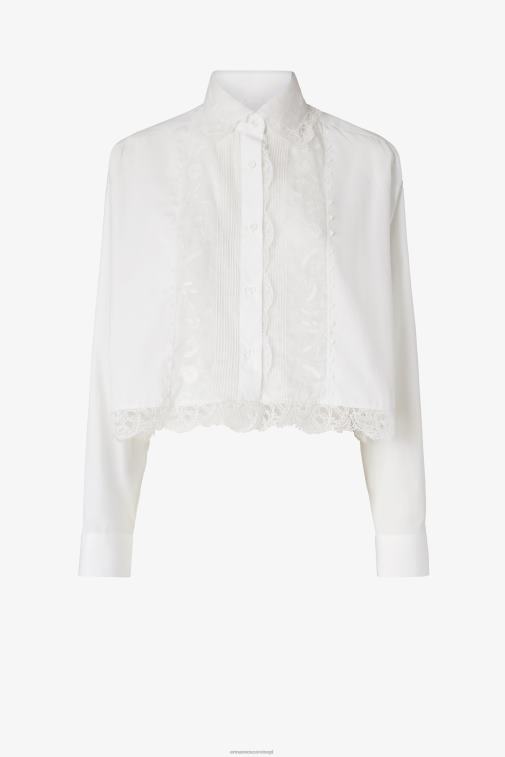 kobiety Ermanno Scervino biały haftowana, krótka koszula LN28V88