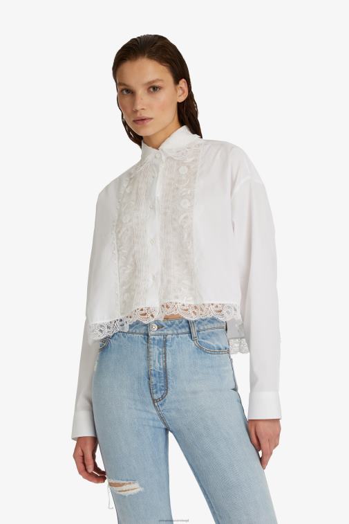 kobiety Ermanno Scervino biały haftowana, krótka koszula LN28V88