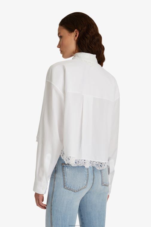 kobiety Ermanno Scervino biały haftowana, krótka koszula LN28V88
