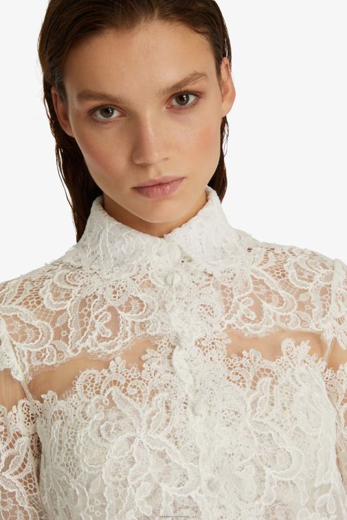 kobiety Ermanno Scervino biały koronkowa, krótka koszula LN28V89