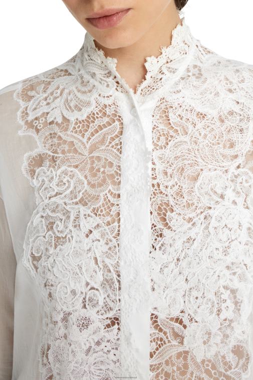kobiety Ermanno Scervino biały koszula z muślinu i koronki LN28V85