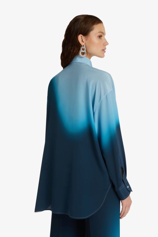 kobiety Ermanno Scervino niebieski stonowana koszula oversize LN28V87