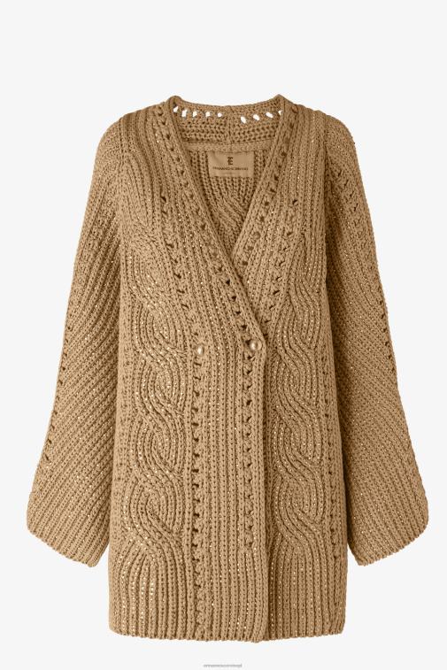 kobiety Ermanno Scervino beżowy Ozdobiony kryształkami oversize kardigan LN28V42