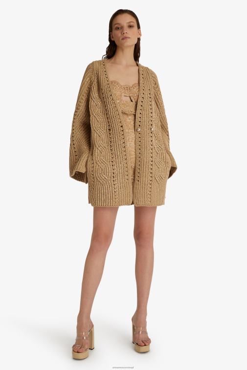 kobiety Ermanno Scervino beżowy Ozdobiony kryształkami oversize kardigan LN28V42