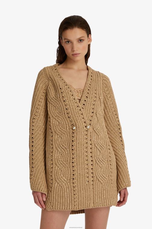 kobiety Ermanno Scervino beżowy Ozdobiony kryształkami oversize kardigan LN28V42