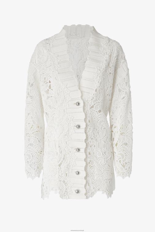 kobiety Ermanno Scervino biały oversize'owy kardigan typu macram LN28V49