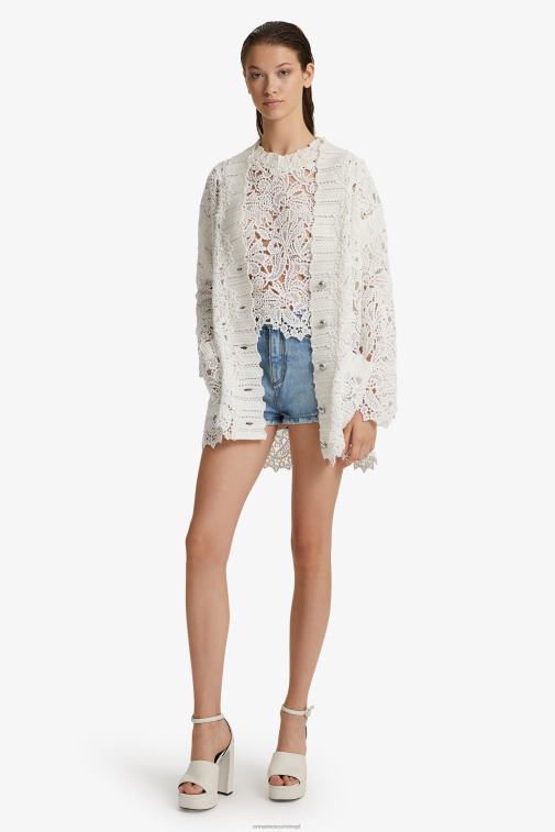 kobiety Ermanno Scervino biały oversize'owy kardigan typu macram LN28V49